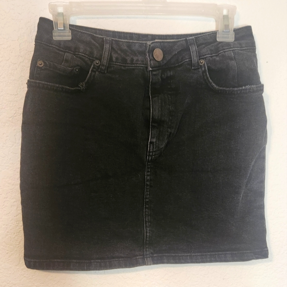 ASOS Black Denim‎ Mini Skirt, Size 4 (UK8)